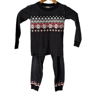Hanna Andersson Christmas Holiday Fair Isle Organic Cotton Navy Pajamas Size 4